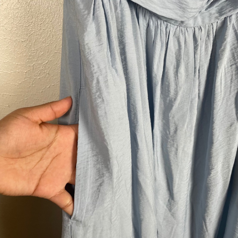 Abercrombie & Fitch Blue Puff Sleeve Smocked Maxi Dress size Small - Picture 2 of 10